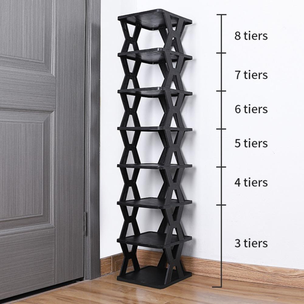 Simple Plastic Shoe Rack for Entryway Assembled Stackable Shoes Storage Vertical Detachable Shoe Organizer Home Organizer