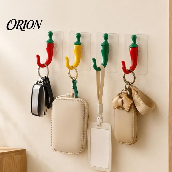 Bathroom Towel Holder 2PCS Chili Adhesive Hooks, Cute Decorative Punch-Free Wall Hangers, Heavy Plastic Hooks for Decor Duty Seamless Storage Kitchen
