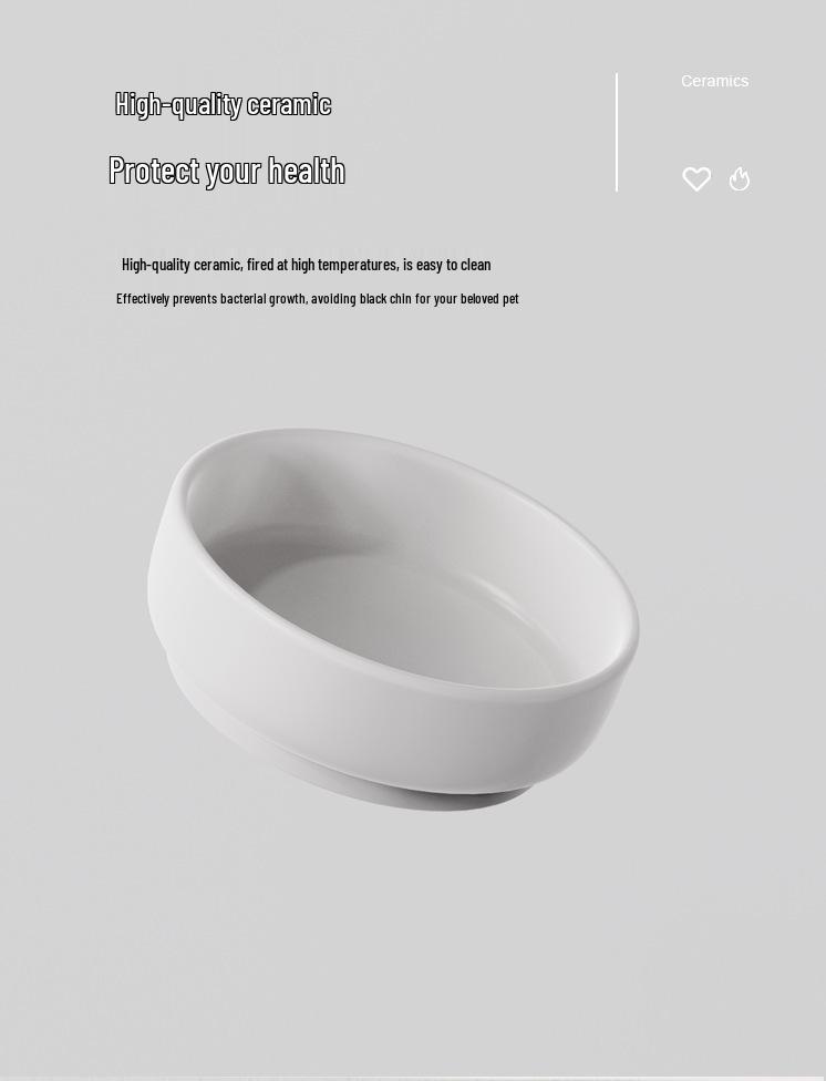 Ciotola Doppia in Ceramica per Gatti - Design Rialzato, Antiscivolo, Anti-Ribaltamento per Cibo e Acqua
