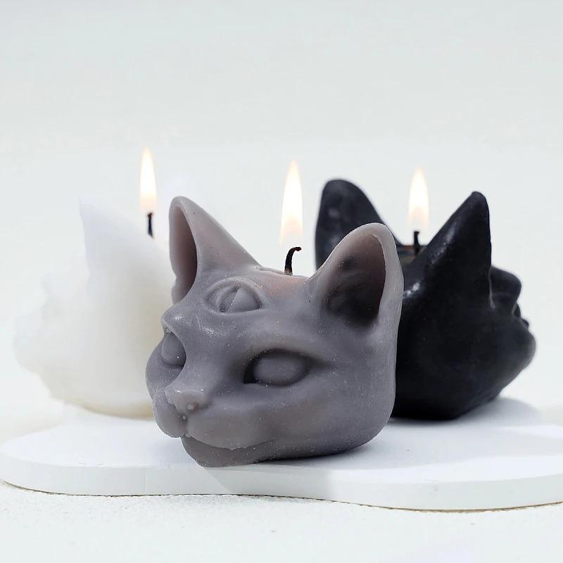 Three Eye Cat Scented Gothic Candles Soy Wax Halloween Creative Aromatherapy Decoration Dark Cat Ornaments Home Room Decor Gift