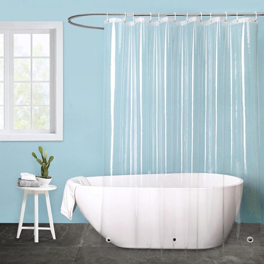 

With Hooks Transparent Bathroom Curtain Liner Waterproof Bathtub Partition Curtain Restroom 70.87x70.87 in прозрачный