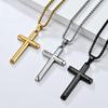 Minimally Sloping Neutral Style Titanium Steel Cross Necklace with Smooth Finish for Men and Women