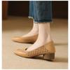 Fashion Design Temperament Hollow High Heel Shoes Women's Summer Leather Square Head Shallow Mouth Shoes Women Zapatos Mujer