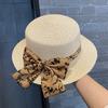 Bow Flat Top Top Hat UV Protection Versatile Casual Straw Hat Women's Summer Seaside Vacation Beach Hat