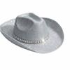 Rhinestone Band Glitter Cowboy Hat Wide Curved Brim Western Cowboy Hat  Festival Accessory