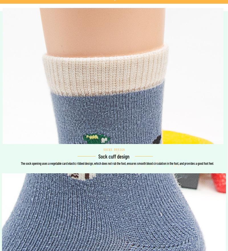 10 Pairs Six-Fingered Mouse Winter Mid-Calf Wool Socks - Dark Color Thick Children's Warm, Thickened Student Socks