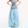 VIONA New Pink American Retro Printed Spicy Girl Street Dance Pants Spring Lace Patchwork Casual Elastic Waist Wide Leg Floor Trousers