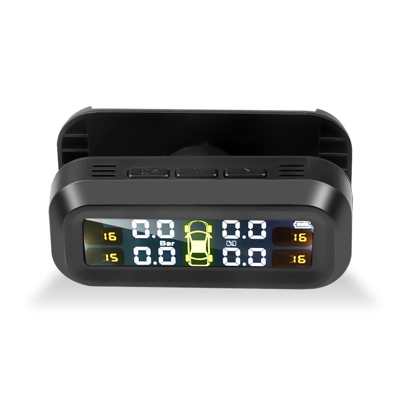 Solar TPMS Car Tire Pressure Alarm Monitor System Real-Time Display Warning Windshield Auto Driving Safety Kit with 4 Sensors