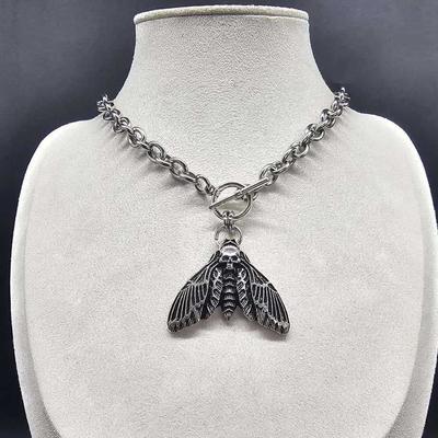 Gothic Punk Death Moth Toggle Choker - Witchcraft Alternative Metal Head Unisex Jewelry Accessories