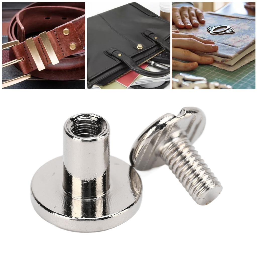 200 Sets Chicago Screws  9.5x8mm   Uniform Coating Brass Lther Screw Rivets Round Hd Copper Rivets Fasteners