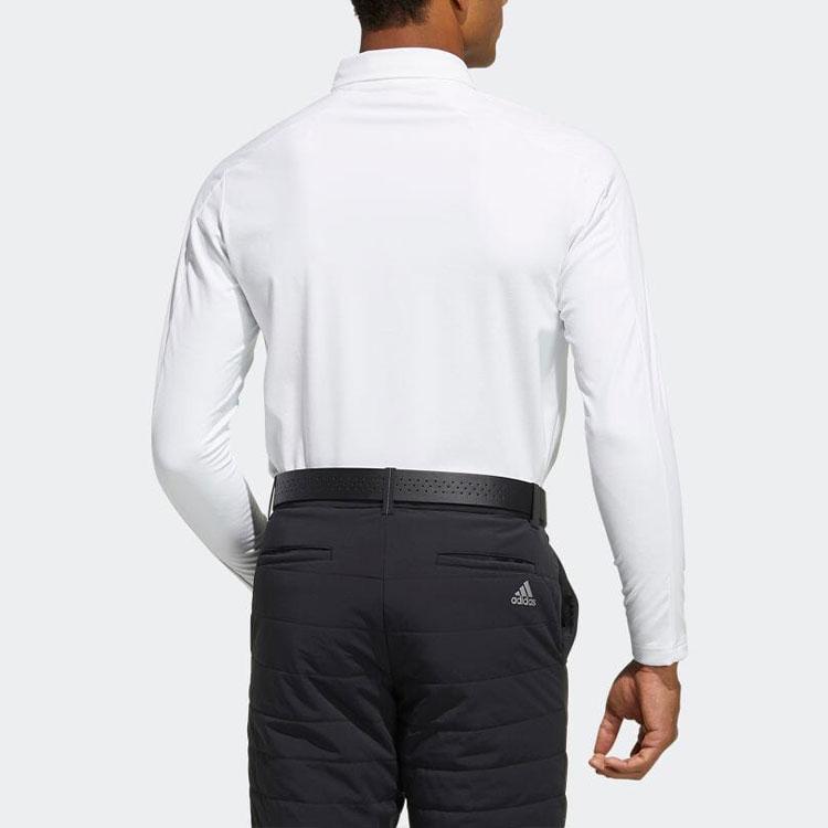 adidas FW22 Solid Color Logo Long Sleeve Polo Shirt Men Tops White GT3423