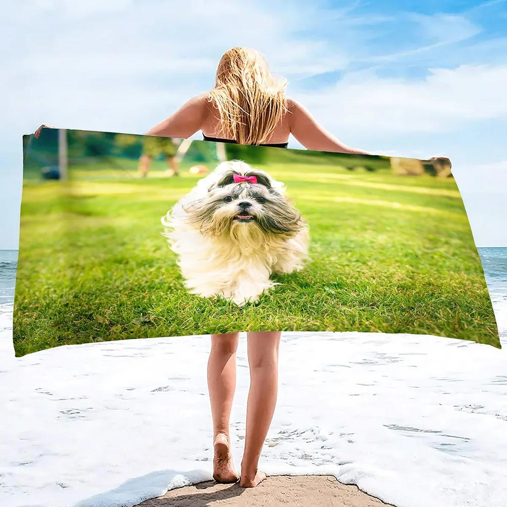 Shih Tzu Dog Beach Towel Soft Highly Absorbent Extra Large Personalized Pet Shih Tzu Towel Oversized Custom Travel Pool Towels