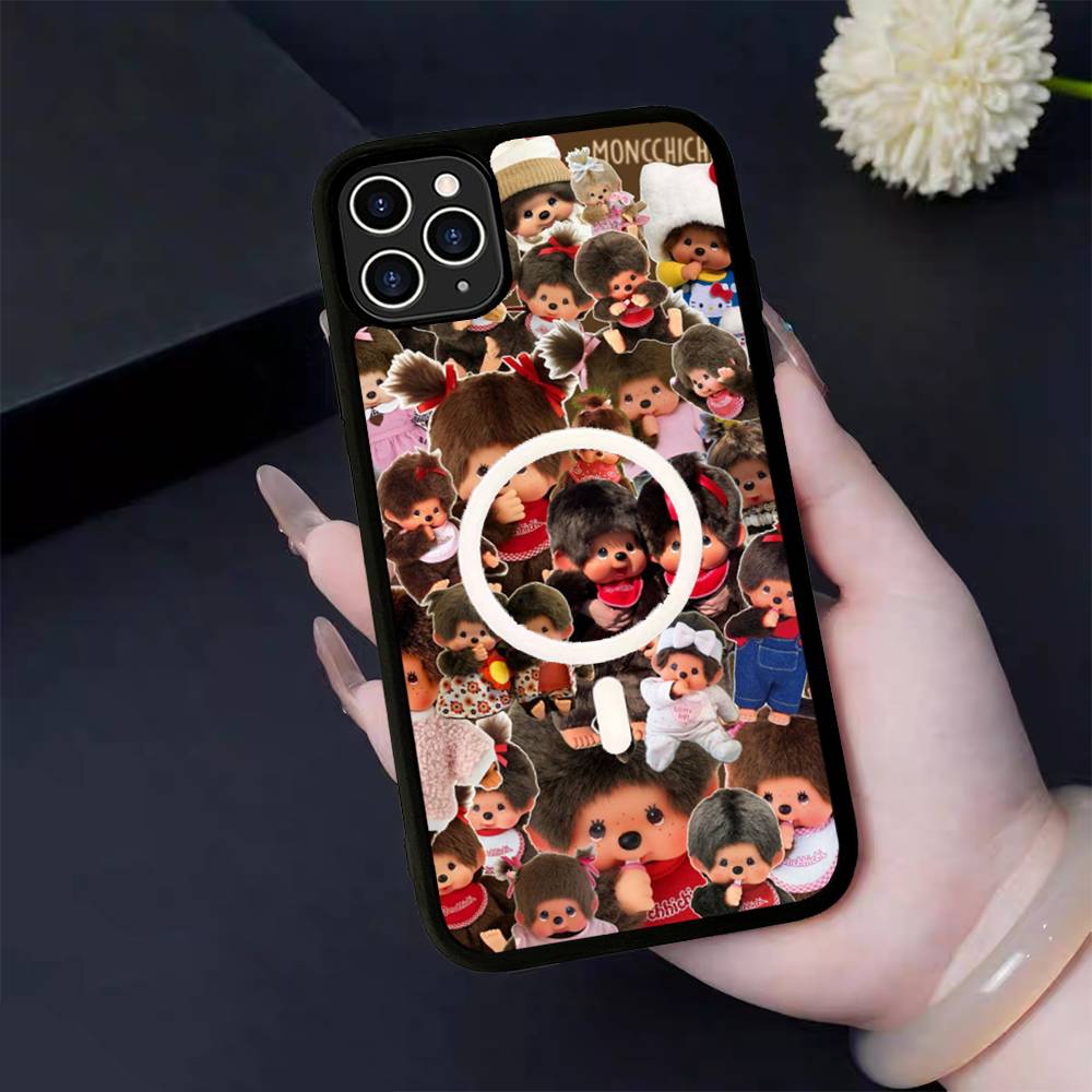 

Cute M-Monchhichi Black For Magsafe Magnetic Phone Case For IPhone 16 15 17 Pro Max 11 12 13 14 Plus Cover iPhone 15 plus