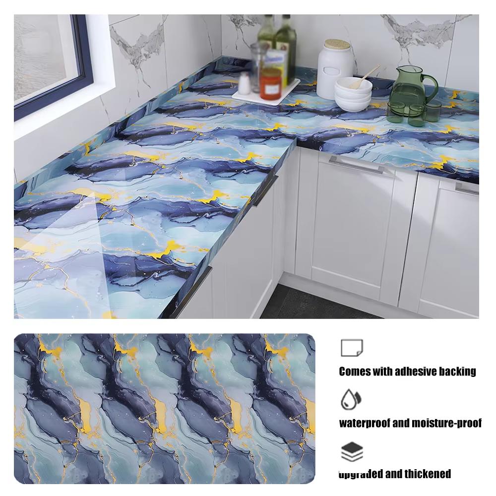 40cm Decorative Waterproof and Oil Proof Wall Wallpaper Marble Decorative Stickers Kitchen and Bathroom Wallpaper