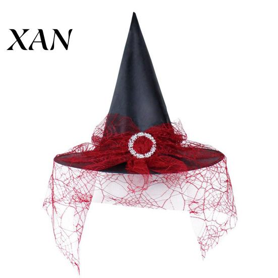 Pălărie de Vrăjitoare Neagră Pălărie de Vrăjitor de Halloween, Con Cosplay pentru Adulți Copii cu Pânză de Păianjen Decorativă Decor Stea, Recuzită Costum Petrecere Gotică, Trick or Treat