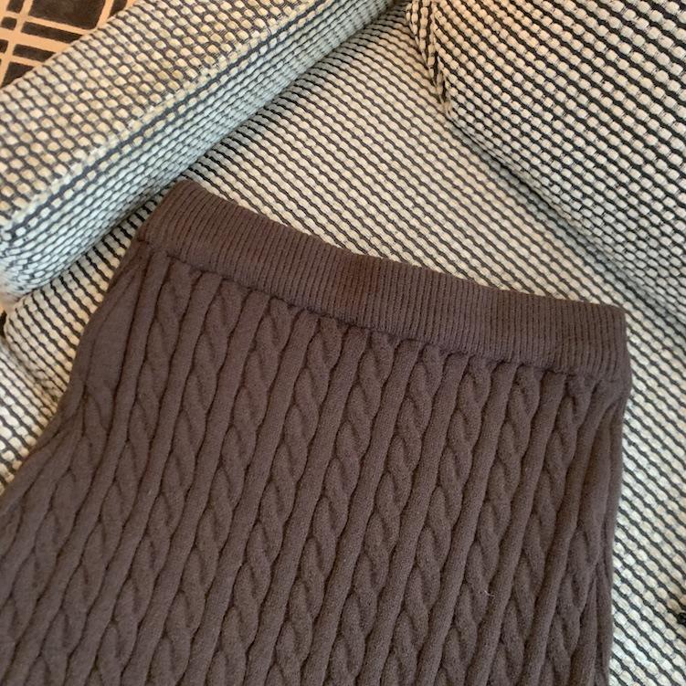 Retro Spicy Girl High Waist Woll A-Linien Rock - Damen Schlankmachender Herbst/Winter Zopfmuster Kurzer Rock