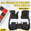 Car Floor Mats for Citroen C4 PICASSO FIVE SEAT 2014 2015 2016 2017 Auto Foot Pads Automobile