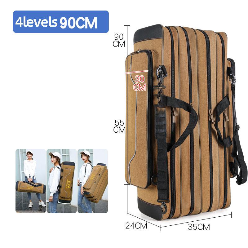SCIONE Canvas Thick Fishing Gear Bag Large-capacity Waterproof Fishing Bag Multifunctional Sea Pole Bag