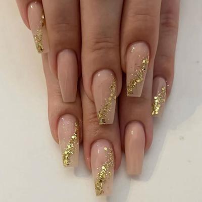 Shiny Fragments Medium And Long Ballet Nail Flax Nail Art Tablets Gilt Glitter European And American Spice Girls Fake Nail Art Tablets