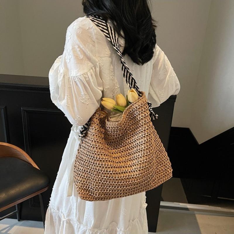 Straw Bag Women's Large-capacity Messenger Bag New Holiday Woven Bag Lazy Wind Shoulder Tote Bag