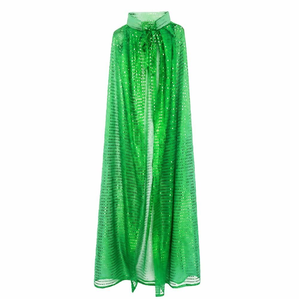 Langes Glitzer-Cape Vintage Glänzender Umhang Neues Halloween Cosplay Robe Festival