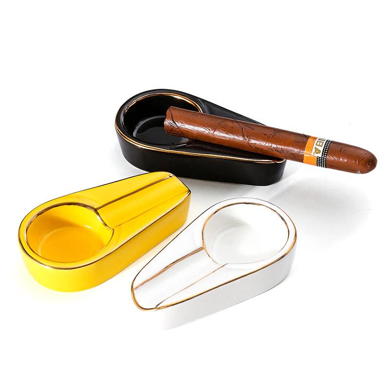 2025 New Cigar Ashtray Fashion Portable Cigar Smoking Accessories Single Slot Ceramic Cigar Ashtray Gift for Boyfriend Husband