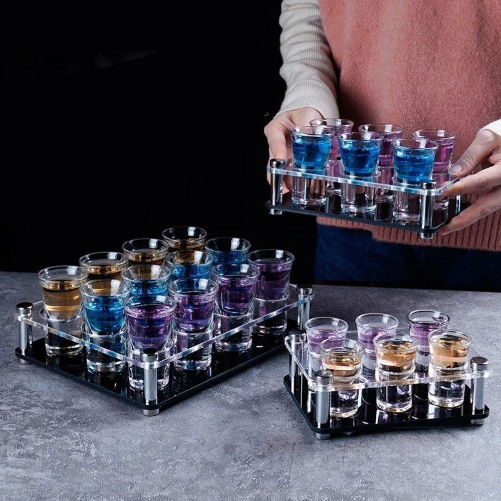 Gjennomsiktig Vinglassholder Flere spor Shotglassholder Rekvisita Hylle Kopp Serveringsbrett Bar