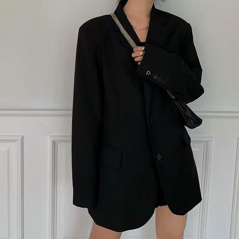 

Высокое качество, новый весенне-осенний женский двубортный пиджак, корейский черный свободный женский пиджак и куртки, женское офисное пальто, длинное