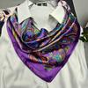 Grey Green Silk Scarf Headscarf For Women Spring Fall Elegant Cherry Blossom Big Square Scarves Wraps 90*90cm Neck Scarf Shawl