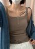 #Autumn square collar abraded vest integrated sling beautiful back seamless bra free thermal underwear with chest pad