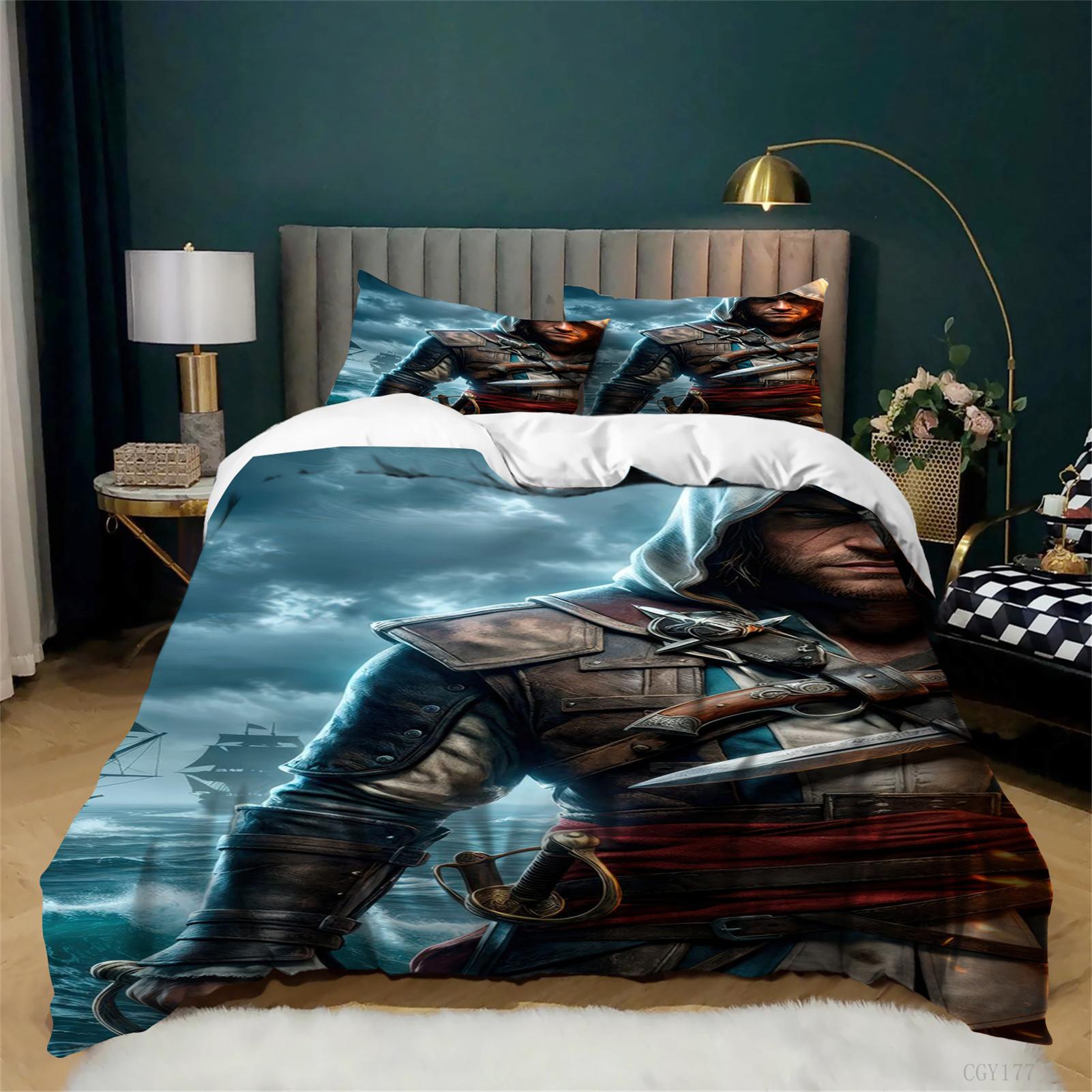 Ass_assin s Creed Ultra Soft Bedding Set Queen Size-Lightweight Duvet Cover Set-3 Pcs Quilt Cover for Boys All-Season Queen 135x200cm