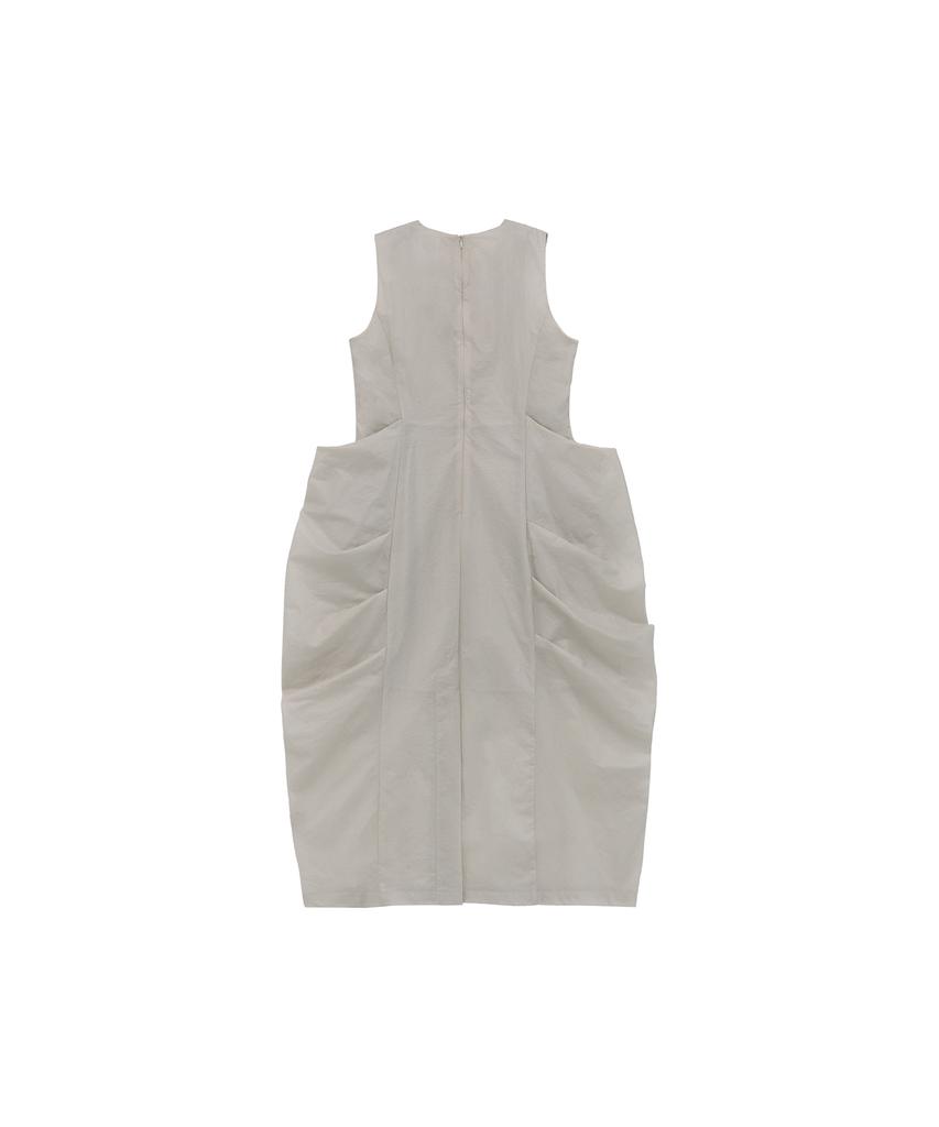 Teulimingbeodeu Drape Pocket Sleeveless Dress [ Cream ]