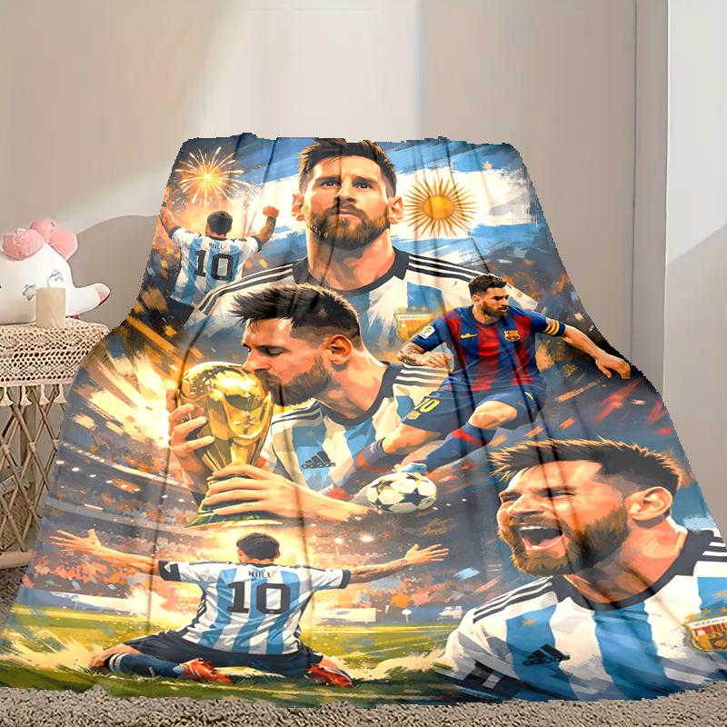 1pc Digital Print Nap Blanket, Football Star Messi Blanket for Home Use, All Season Warmth, Christmas and Valentine's Day Gift Blanket