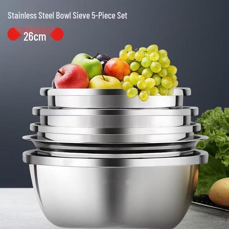 

Stainless Steel Mixing & Washing Bowl Set (5-Piece)