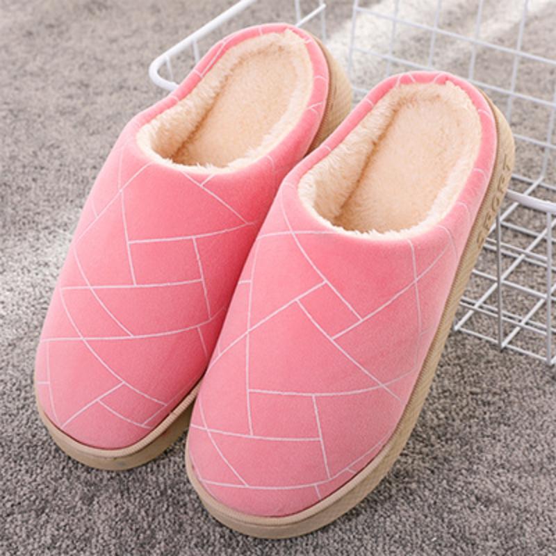 Order A Size Up Home Slippers Thick-soled Cartoon Male Cotton Slippers Female Indoor Cute Plush Couple Cotton Slippers
