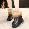 Fashion White Fur Increased Snow Boots and Cashmere Warm Women's Cotton Shoes Fashion Non-slip Boots