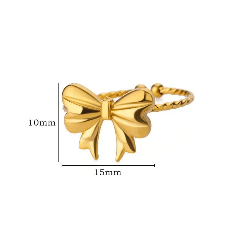 

Princess on the Run Bow Simple Personality Ring Female K Gold-plated Titanium Steel Opening Adjustable Versatile Opening adjustable