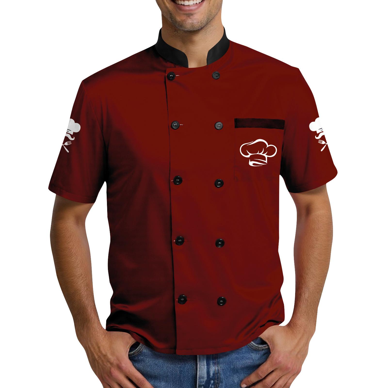 

Принт с изображением поварского колпака - мужское повседневное платье шеф-повара с коротким рукавом L