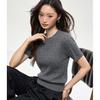 % Cotton knitted sweater women's summer new temperament high-end sense thin twist thin short-sleeved crew neck top thin