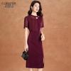 Elegant Tie-Neck Fake Two-Piece Midi Dress