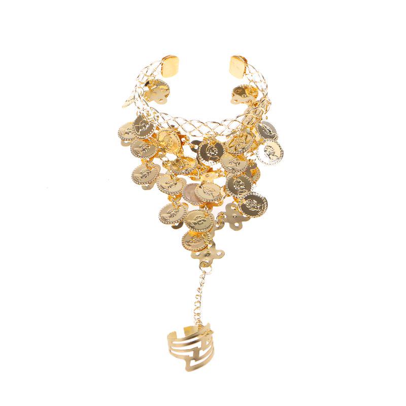 

Gold Color Coin Bracelet Bangles in chain link Rings For Women Dress Bracelet Hot Sale Arab Middle East Bracelet золотий