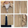 Men Windbreaker Coat Lapel Long Sleeve Buttons Placket Trench Coat with Pockets Solid Color Loose Fit Mid-length Outwear