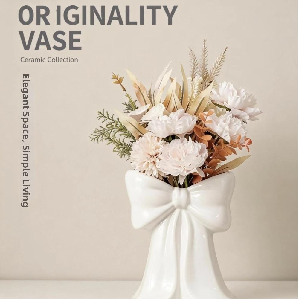 Handcrafted Ceramic Bow Vase Pink Coquette Ceramic Plant Pot Elegant Flower Vase  Holiday Decor