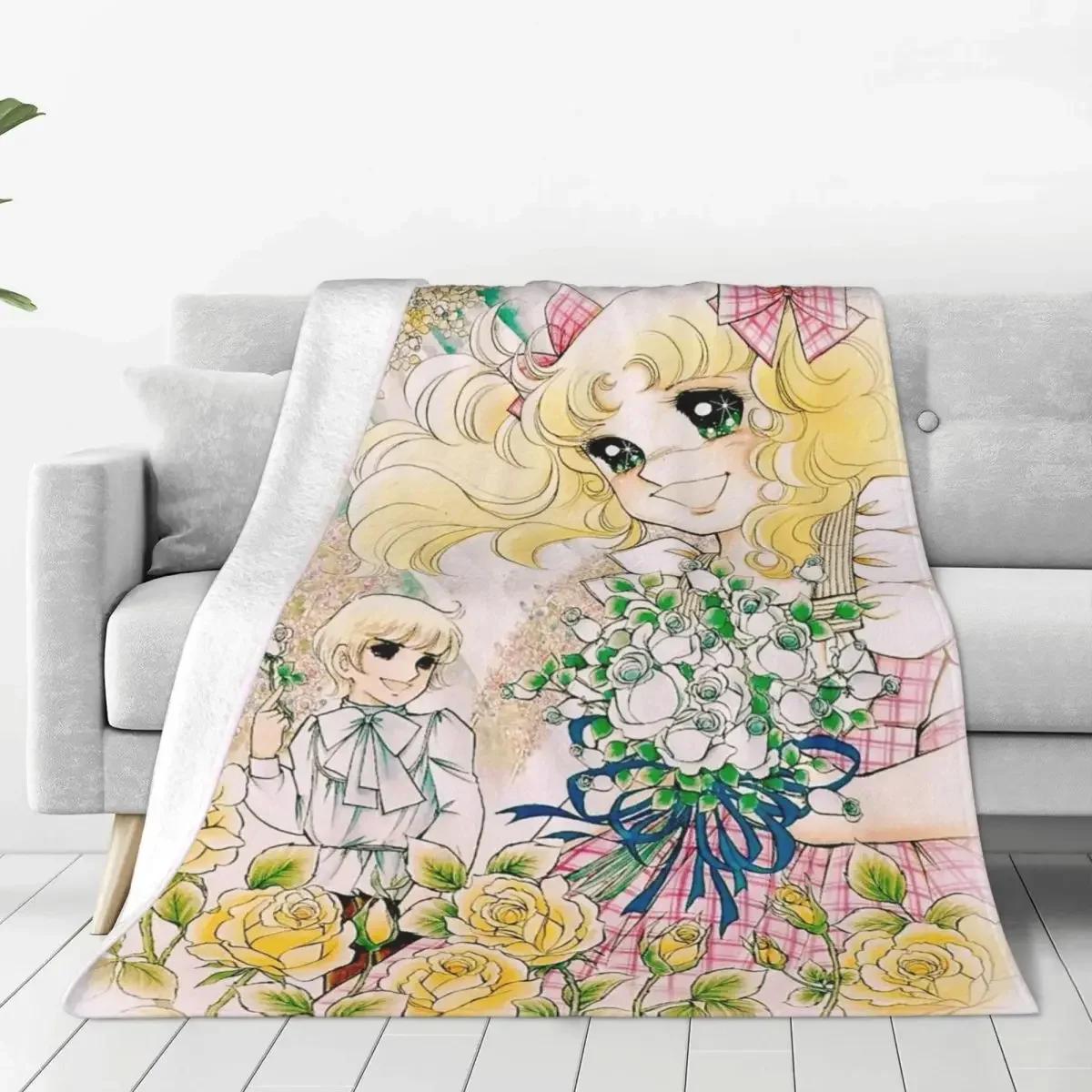 Candy Candy Anthony Blankets Kawaii Girl Anime Flannel Novelty Warm Throw Blankets for Chair Covering Sofa All Season 75X95CM