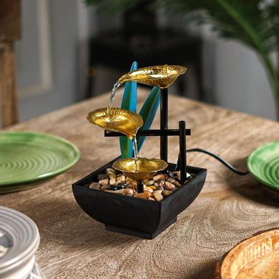 Modern Art ZenLeaf Serenity Indoor Showpiece Decorative Water Fountain for Living Room, Table Top, Office, Home Decor || (Height - 20CM)