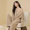 Womens Soft Fleece Pajama Set Long Sleeve Top Pants Warm Cozy Sleepwear Fall Winter Home Or Light Outdoor Wear