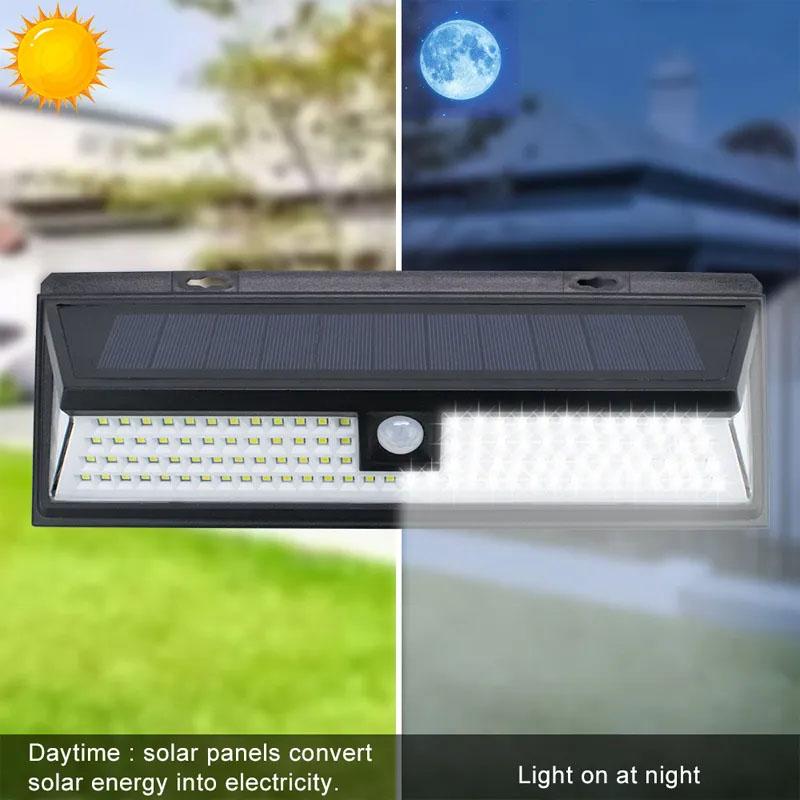 Solar Motion Sensor Lights Wall Light 3 Modes Outdoor LED Lamp Waterproof Solar Powered Porch Balcony Countyard Fence Lighting