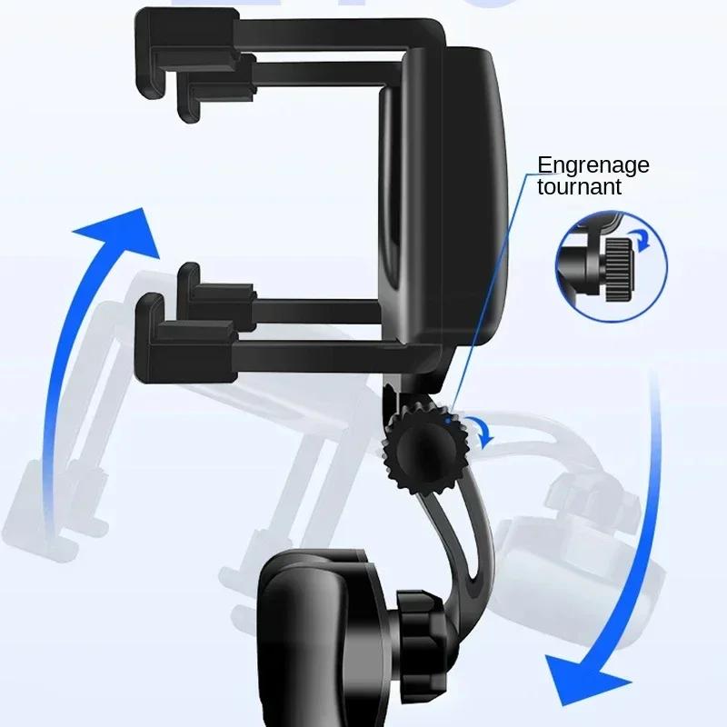 Car Phone Holder Rearview Mirror Mount Car Phone Bracket Navigation GPS Stand Foldable Adjustment Holder Cell Phone Support