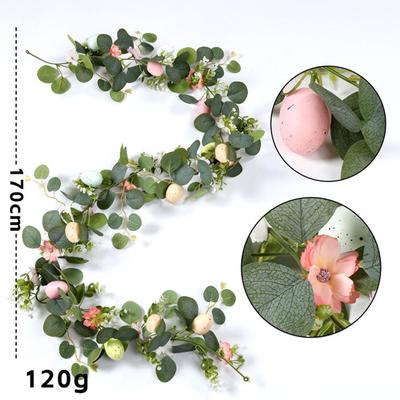 Easter Garland Artificial Faux Eucalyptus Garland With White Flowers For Home Holiday Decor Wall Hanging Yard Party Accents