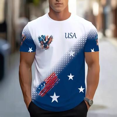Pánske tričko s 3D potlačou, s krátkym rukávom, letné, nové, s okrúhlym výstrihom, s potlačou písmen USA